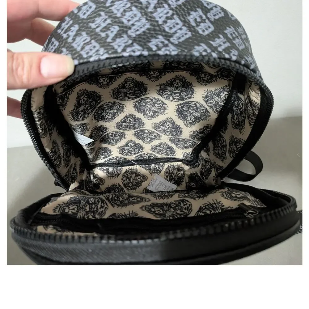 NWT Ed Hardy Eagle Tattoo Monogram Sling Bag Crossbody Backpack Black Y2K